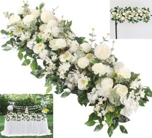 Arche de mariage en soie, 19,6 pouces, rangée de fleurs, arrangements floraux, décor pour réception en cœur, cérémonie de mariage