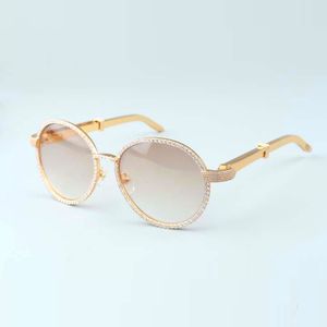 Nouvelles lunettes de soleil de luxe à monture ronde en diamant T19900692, rétro, mode, chapeau en or, branches en acier inoxydable, lunettes de soleil décoratives