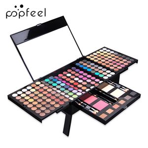 Paleta de sombras de ojos mate de 194 colores, juego de maquillaje, brillo, sombra, rubor, brocha para polvo de cejas, muy coloreada, suave