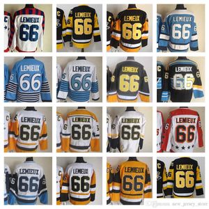 1967-1999 Película Retro CCM Hockey Jersey Bordado Mario 66 Lemieux Vintage Jerseys