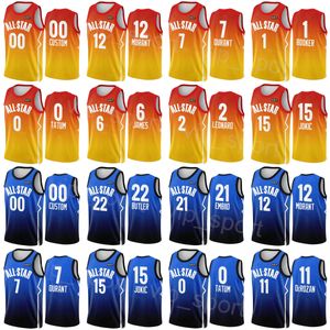 Impreso All-Star 2023 Camiseta de baloncesto Stephen Curry 30 Luka Doncic 77 Ja Morant 12 Shai Gilgeous-Alexander 2 Klay Thompson 11 Russell Westbrook 0 Número de nombre personalizado