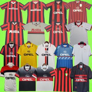 Milans camisetas de fútbol Retro HOMBRES 1963 88 89 90 91 92 93 94 95 96 97 98 99 00 camiseta de fútbol vintage ac MALDINI manga larga SAVICEVIC BIGGIO SHEVCHENKO WEAH Uniforme de entrenamiento