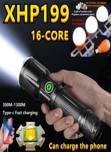 199 Lampe de poche la plus puissante, type de lumière à 16 cœurs, zoom télescopique rechargeable, entrée et sortie, lanterne haute longue portée 22021758986363863