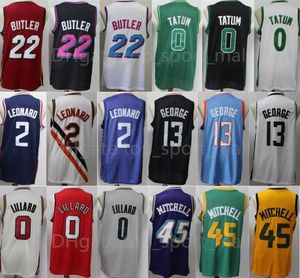 Equipo Baloncesto Jimmy Butler Jerseys 22 Damian Lillard 0 Jayson Tatum Paul George 13 Kawhi Leonard 2 Donovan Mitchell 45 Cosido Good Man Wear Camisa de uniforme deportivo