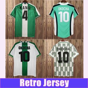 1994 1996 1998 OKOCHA FINIDI Camisetas de fútbol retro para hombre Equipo nacional KANU Local Verde Blanco Camiseta de fútbol de visitante Uniformes de manga corta