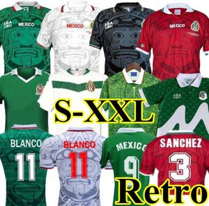 1998 Rétro Mexique Maillot de football à manches longues vintage 2006 1995 1986 1994 Chemise de Coupe du Monde BLANCO Hernandez Uniformes de football classiques