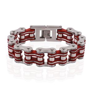 Bracelet de tennis rouge de largeur 19 mm Punk bracelets en acier inoxydable hommes vélo chaîne de moto bijoux pour hommes cadeau pour un gars en gros