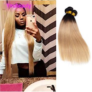 1B/27 Ombre Cheveux Péruvienne Vierge Extensions de Cheveux Soyeux Droite Deux Tons 3 Bundles 10-28 pouces 1b 27 Trames de Cheveux