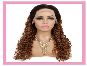 1B30 Ombre Color Brazilian Human Hair 13x4 Lace Front Wig Wave Deep Pieruvian Indian Wigs 1B 3027040968793097
