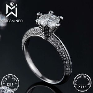 1ct 6 Rings de moissanite de garras para mujeres sier diamante anillo de bodas joyas para el dedo para hombres probador de pases envío gratis