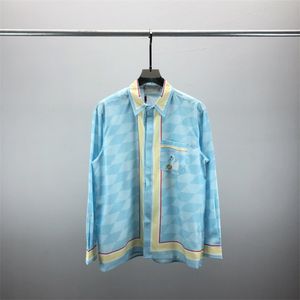 #1designer Mens Dress Shirt casual Slim Silk T-shirt Long sleeve Casual business clothing plaid men asian szie 029