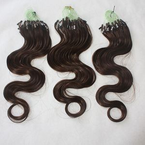 1Gram st 100strands / lot Micro Ring Hair Loop Extensiones de cabello humano Brasileño Onda del cuerpo Natural Marrón Rojo oscuro Color 613 rubio