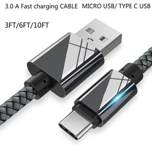 1m/2m/3 Meter Quick Charge USB Type C Cables Mobile Phone Fast Charging Wire Line 2.4A Data Cord Cable