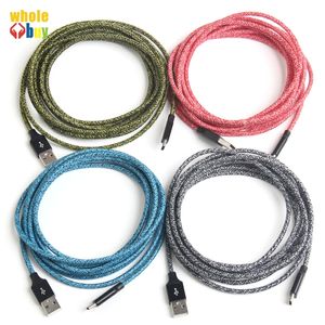 1m, 2m, 3m, hilo de tela colorido, micro 5 pines, cable de cargador de sincronización de datos usb trenzado de nailon para samsung tipo C 2A