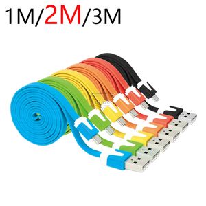 2M/6ft 3M/10ft téléphone USB données synchronisation câble de Charge câble Micro USB mince plat coloré Android Micro USB cordon