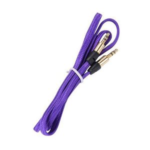 1M 3.5mm Tissu Coloré Nylon Type Plat Aux Câble Accessoire Bundles Pour iphone 4 5 6 Samsung Mp3