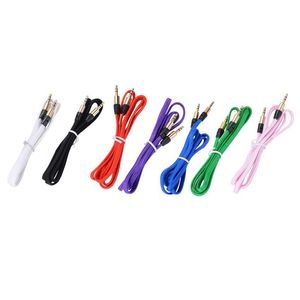 1M 3.5mm Tissu Coloré Nylon Type Plat Aux Câble Accessoire Bundles Pour iphone 4 5 6 Samsung Mp3 300pcs