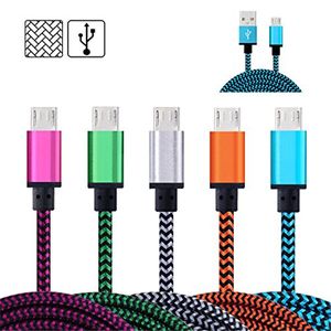 1M 3FT 2M 6FT 3M 10 FT Metal cobre Micro USB cargador cables trenzado sincronización de datos cable de carga para teléfono inteligente Android Samsung