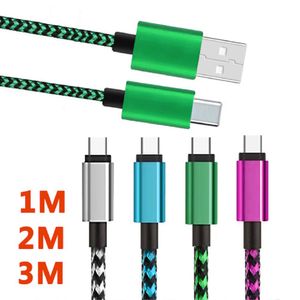 1 m 3 pies 2 m 6 pies 3 m 10 pies cables de alta velocidad tipo c cable micro usb-c línea de carga de sincronización de datos para samsung s6 s7 edge s8 s9 s10 htc lg cable de teléfono usb