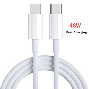 1M 3ft QC 3.0 48W Cable de datos rápido tipo C-C de carga rápida Cable TPE de 144 núcleos Blanco Transferencia de datos de carga 2 en 1