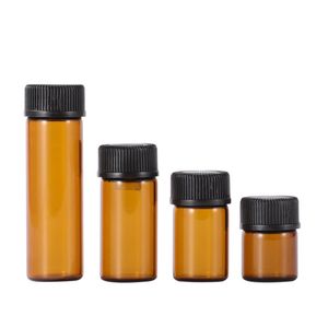 Bouteille d'huile essentielle en verre ambré de 1 ml 2 ml 3 ml 5 ml par tubes d'échantillon avec bouchon et bouchons