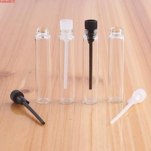 1 ml 2 ml Mini botella de perfume de vidrio Pequeños frascos de muestra de perfume Probador Botella de prueba con tapones de Negro claro