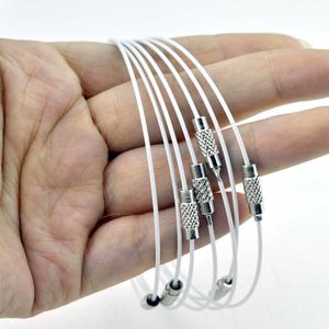 1mm Cable de alambre de acero blanco cuerda cadena gargantilla pulsera 10 unids/lote joyería de colores mezclados Diy hallazgos accesorios al por mayor Q0719