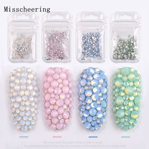 1 paquete de tamaño mixto (SS4-SS20) Crystal Colorful Opal Nail Art Rhinestone Decoraciones Glitter Gems 3D Manicure Books Accesorio Herramientas C19011401