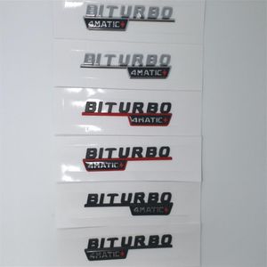1pair mat chrome noir turbo 4Matic Biturbo 4matic Emblem Badge Fender Side Supercharge Logo Car Style Sticker pour Mercedes B2324