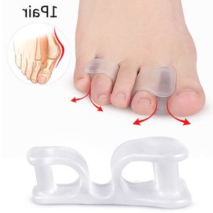 1pair Silicone Gel Straightener Two Hole Toe Separator Fingers Protector Bunion Adjuster Hallux Valgus Foot Care Pedicure