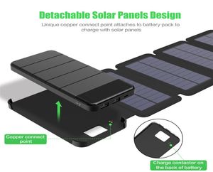 1PC 20000mAh Chargeur de batterie d'énergie solaire pliée Case de chargeur solaire amovible pour les produits électroniques 6948766