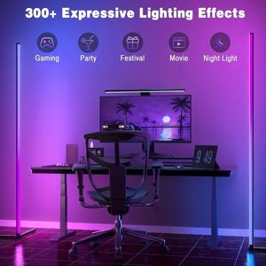 1 Stück/2 Stück Eck-Stehlampe, 1,5 m/59 Zoll intelligente RGBIC-LED-Ecklampe mit App und Fernbedienung, farbwechselndes Ambientelicht mit Musiksynchronisation, einfach zu installieren