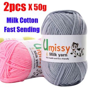 1PC 2pcs Crochet Yarn Milk Cotton Knitting Yarn Soft Warm Baby Yarn for Hand Knitting Supplies 50g/pc Crochet Threads Y211129