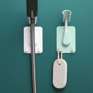 1pc 360 Shower Head Holder Adjustable Self-Adhesive Showerhead Bracket Wall Mount With 2 Hooks Stand SPA Bathroom Universal ABS