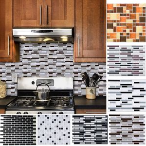 1 pieza 3D autoadhesivo azulejo de cerámica imitación vidrio mosaico pegatinas de pared papel tapiz calcomanía para cocina baño Decor2355