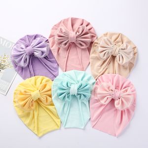 1pc bébé cheveux accessoires coton Turban casquettes enfant en bas âge garçon fille dentelle arc bandeau Bonnet nouveau-né bonnets enfants Photo accessoires chapeaux