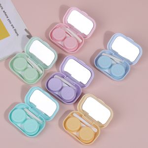 1pc Candy Color Color Cajas de lente con espejo Unisex Travel Cosmética Caso de lente de contacto para ojos Container de soporte de kits de viaje