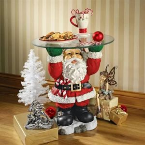 1 pieza de decoraciones navideñas, bandeja de Papá Noel, galletas, dulces, aperitivos, exhibición de regalo, escultura de resina, mesa superior de cristal, decoración artesanal para el hogar, Navidad 919