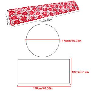 1pc navideño de encaje rojo de encaje redondo cubierta de mesa rectángulo corredor de mesa floral festive festive para el hogar decoración del hogar