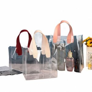 1pc Sac fourre-tout transparent Sacs de magasin transparents Sac à main à bandoulière PVC Sac de rangement étanche pour cadeaux Sacs en plastique cosmétiques W7CI #