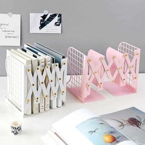 1pc creative retractable Grid metal lectura ajustable Librería Bookends Soporte de estabilizador de estanterías Organizador de revistas