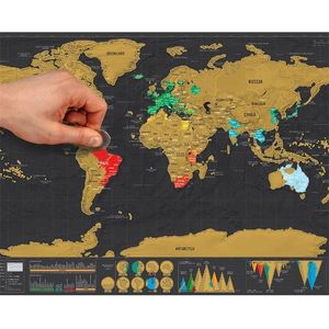 1 pc Deluxe effacer carte de voyage du monde à gratter carte du monde voyage à gratter pour carte salle maison bureau décoration Stickers muraux 220727
