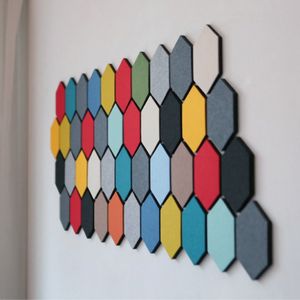 Pegatinas de pared hexagonales 3D geométricas, decoración de habitación, calcomanía extraíble, hoja decorativa colorida de fieltro, adorno para Mural, decoración de pared, 1 ud.