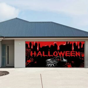 1 pancarta decorada de Halloween (6 x 13 pies), fondo de tela de Halloween, pancarta de papel, bandera de pared, fondo aterrador, soporte para fotomatón de calavera, decoración colgante