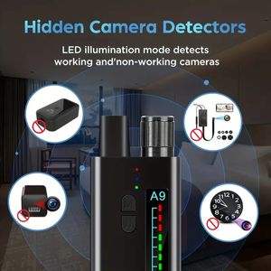 1pc Détecteur de caméra cachée, Portable A9 Device GPS Tracker Detector Privacy Protector RF Signal Detector Wireless Hidden Device Bedroom Hotel Office Detector