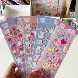 1 unidad de pegatinas de oso de conejo Kawaii, cinta decorativa para álbum de recortes, pegatina bonita coreana DIY, etiqueta adhesiva para álbum diario, papelería escolar