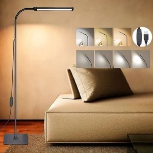 Lámpara de pie LED de 1 pieza, temperatura de color ajustable, 10 niveles de brillo, luz de pie regulable, lámpara LED USB con cuello de cisne ajustable para la habitación del hogar