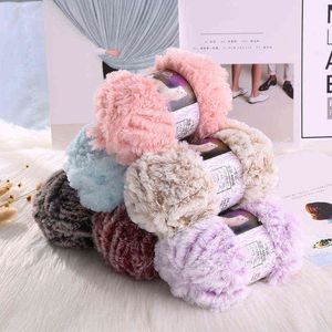 1PC New Faux Fur Yarn Long Hair Mohair Wool Cashmere for Hand Knitting Crochet Sweater Thread Baby Clothes Scarf Fluffy Mink Yarn Y211129