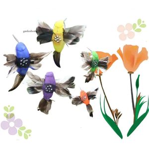 1pc Décoration de jardin extérieur Vibration Solar Power Dancing Flying Butterflies Hummingbird Garden Toys for Kids A 0422