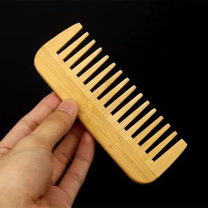 1pc peigne de poche peigne à cheveux en bambou naturel large dent en gros cheveux antistatiques cuir chevelu soins des cheveux peignes en bambou sains pour femmes hommes